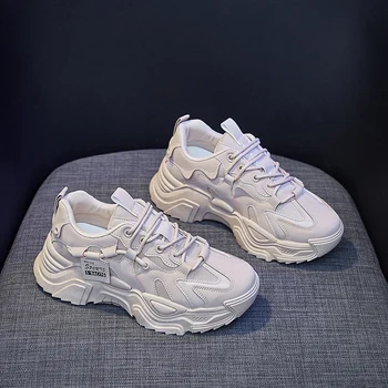 Женская обувь на танкетке Кроссовки Женская обувь Модная теннисная обувь на платформе Белый черный хаки Спортивная обувь для женщин Оригинальная в 2022 году