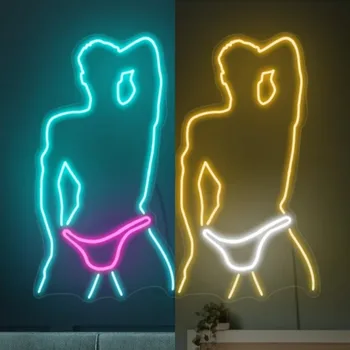 Неоновые огни мужского тела Логотип Sexy Body Офисная комната Коридор Подсветка с логотипом Ночные огни Анимационные вывески KTV DecorativeSigns