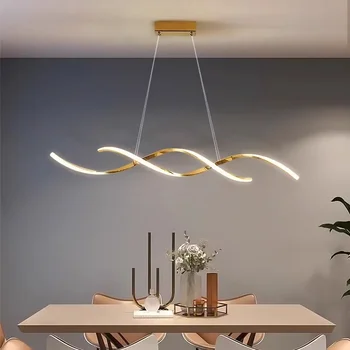 Подвесной светильник со светодиодной подсветкой Nordic Geometry для столовой, гостиной, кухни, острова, люстра с волнистой полосой, светильник для украшения дома