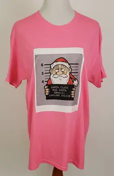 Рождественская Футболка Bad Santa Wanted Poster Размер L Унисекс Розовая С Коротким Рукавом