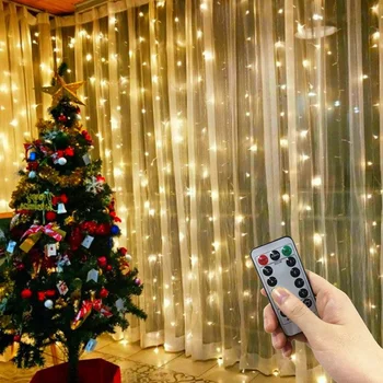 Светодиодные гирлянды 3/4 / 6 м, Рождественское украшение, пульт дистанционного управления USB, Свадебная гирлянда, занавеска, праздничный светильник для спальни, уличная фея